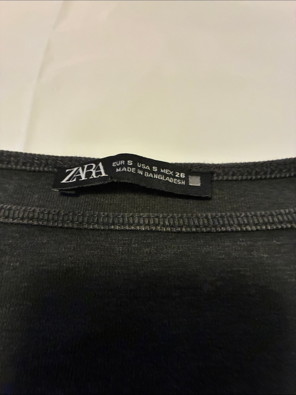 Zara Charcoal Black Short Sleeve Ribbed Top - Picture 2 of 2